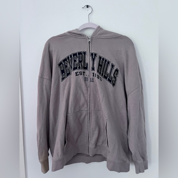 Beverly Hills Tan Zip-Up Hoodie - Picture 1 of 2